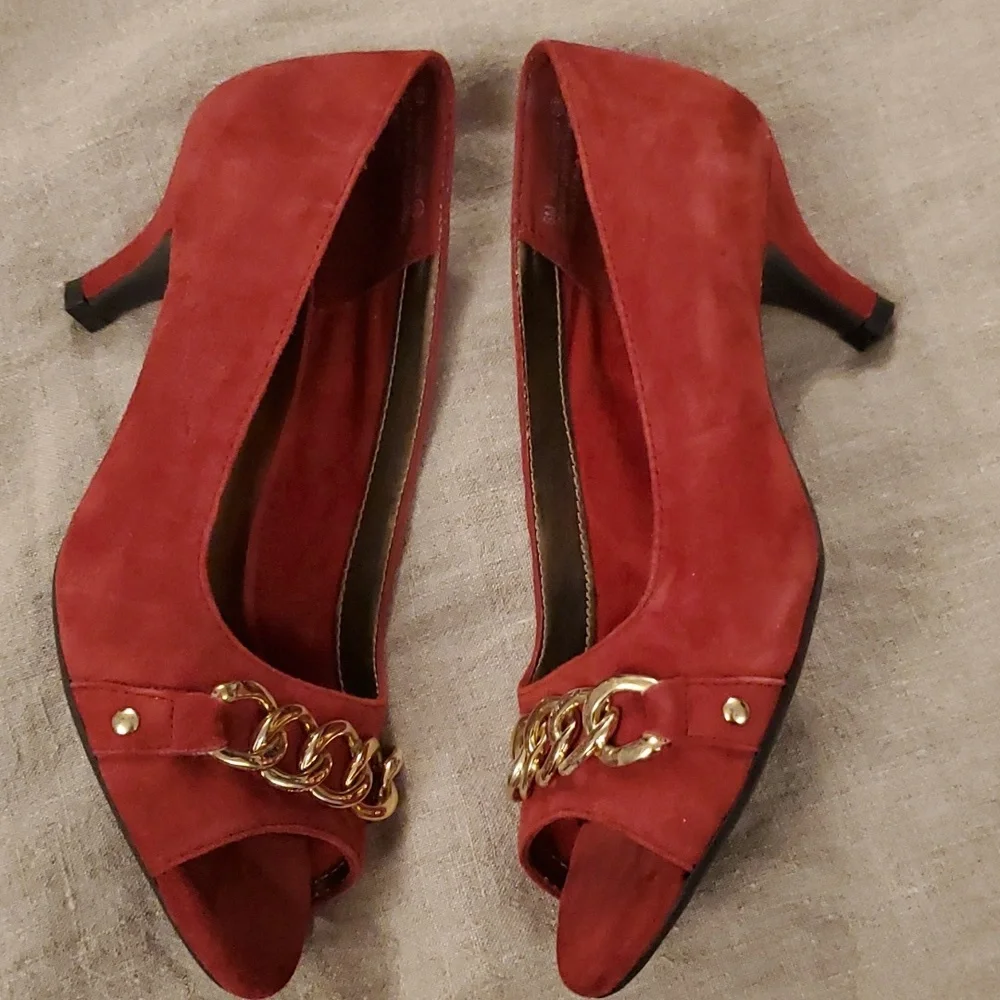 Aerosoles Heelrest Red Peep Toe Shoes 6M - Picture 2 of 7